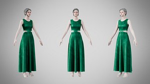 3D Dress 31 Emerald Velvet Green