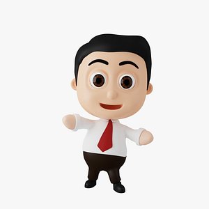 businessman cartoon character rigged 3D model