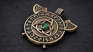 Norse Rune Pendant with Triquetra 3D Model