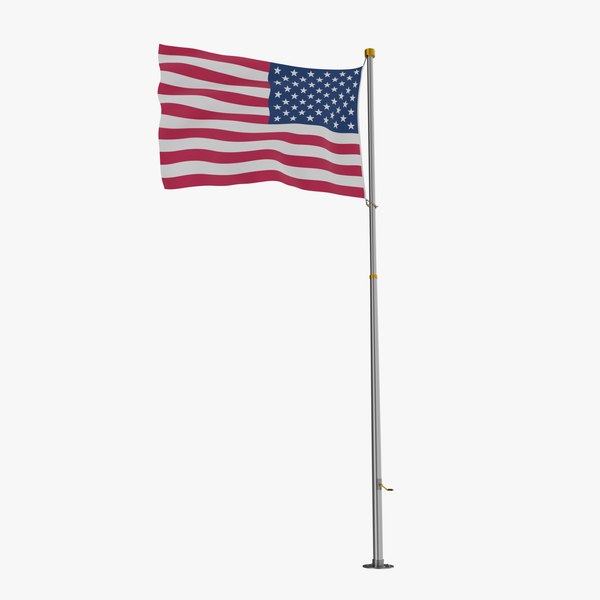 3D Pole Flag USA model