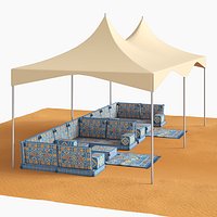 Outdoor Desert Tent with Majlis Seating Blue