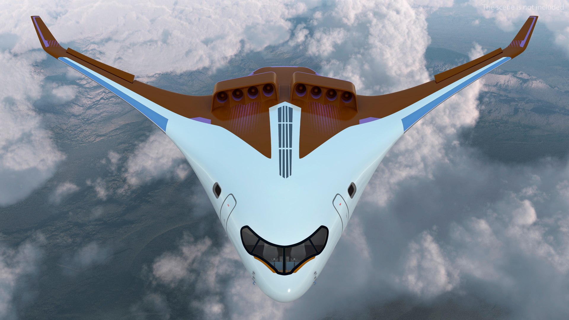 Ecological Aircraft Blended-Wing Body Rigged for Maya 3D model preview