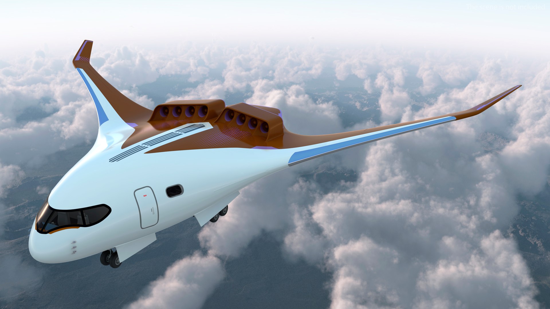 Ecological Aircraft Blended-Wing Body Rigged for Maya model ...