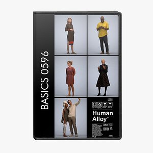 Basics0596 - A set containing 5 models of male and female adults standing in casual attire in public 3D model