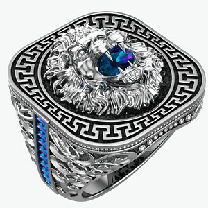 3D model Lion Baget Gemstone Men Ring