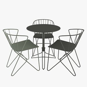 flower chair table 3D model