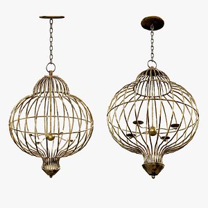 3D Gold Bird Cage Chandelier