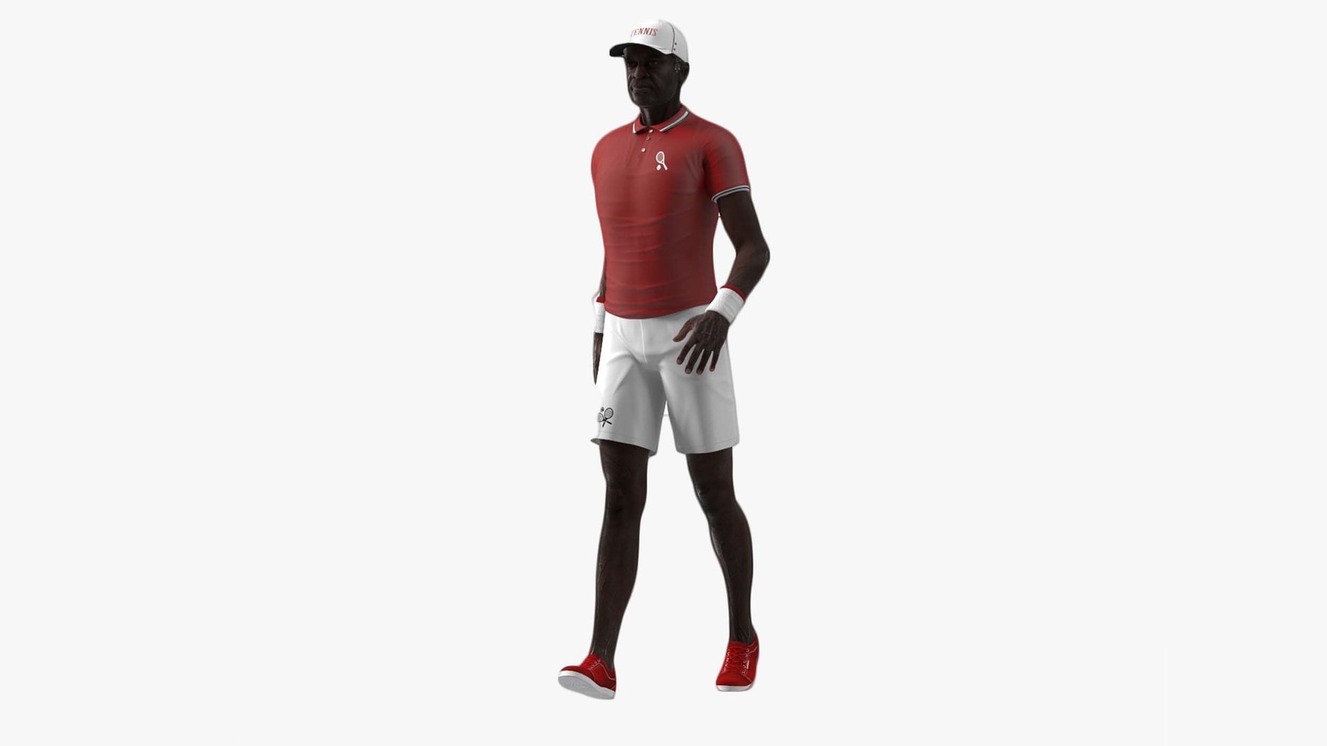 Afro American Grandpa Tennis Style Rigged for Cinema 4D 3D model preview