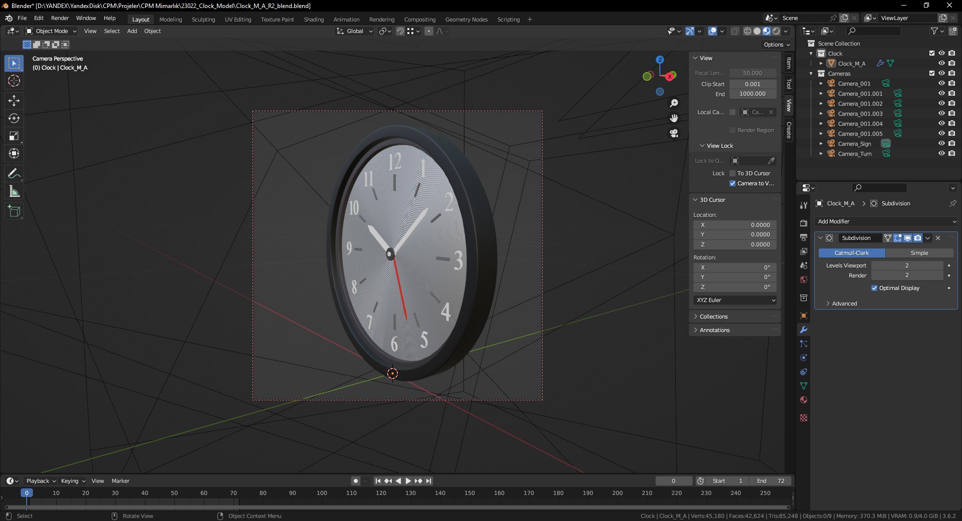 3D Wall Clock Model A - TurboSquid 2113837
