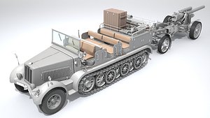 3D SdKfz7 with 15 cm sFH 18 model