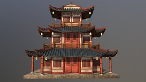 3D model Japanese and korean tradional Building