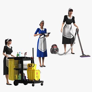 3D model Rigged Housekeeping Maids Collection 2 for Maya
