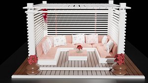 gazebo  with pink sofa 3D