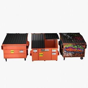 Orange Dumpsters collection 3D model