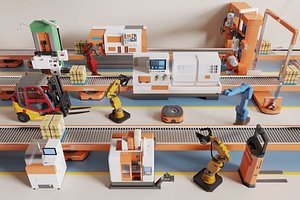 3D Robot Arms Collection Articulated Arm Industrial Robot Arm