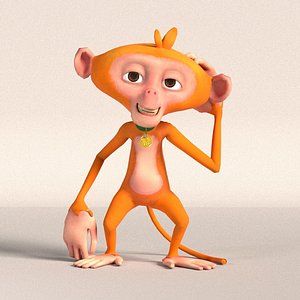 hi-poly stylized cartoon monkey character 3D model