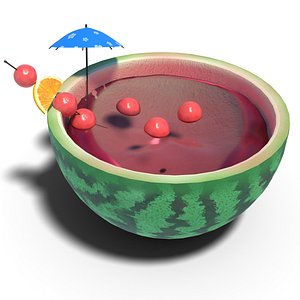 Watermelon Tropical drink 3D model