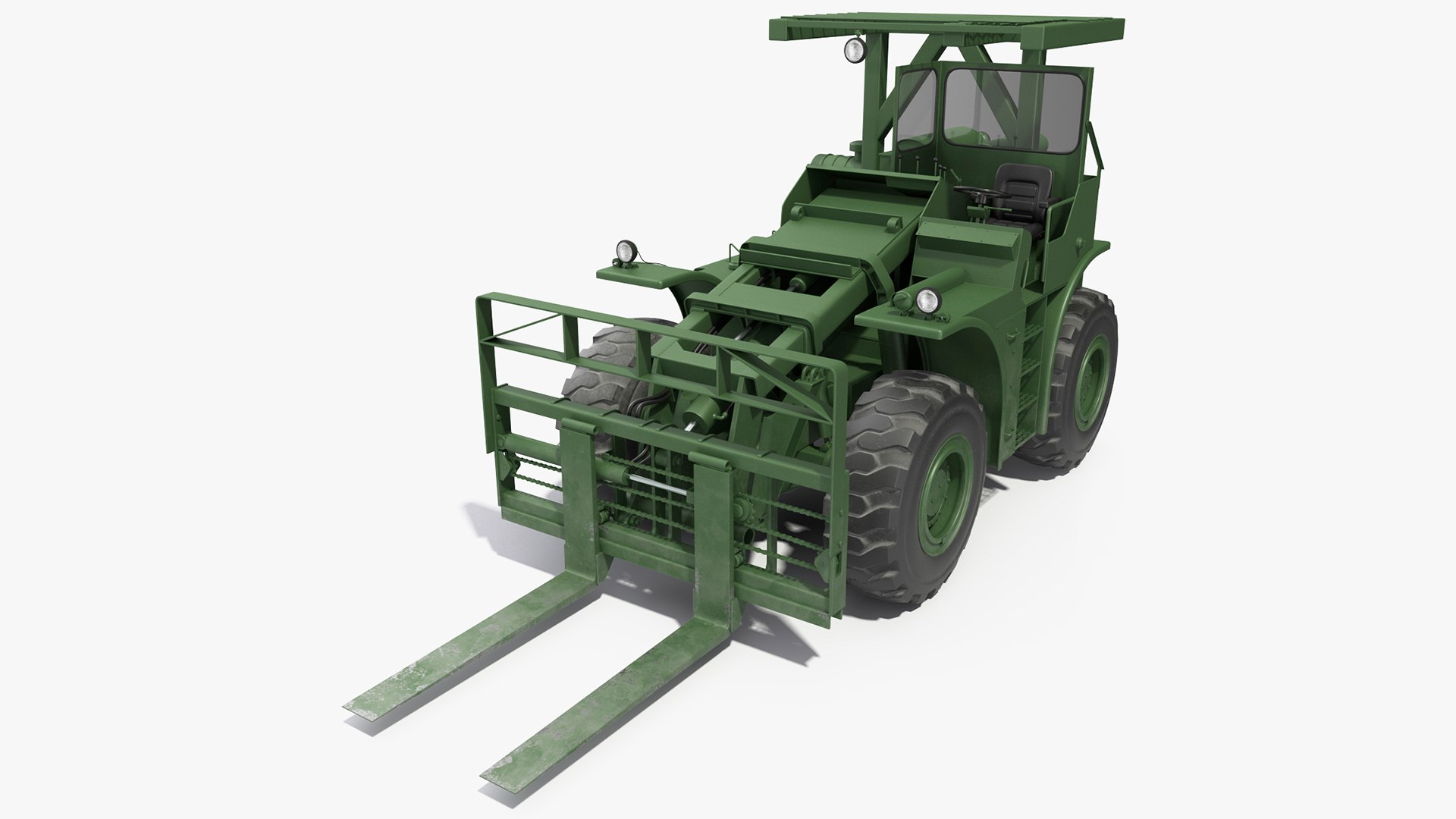 Pettibone Rough Terrain Military Forklift Green 3D model preview