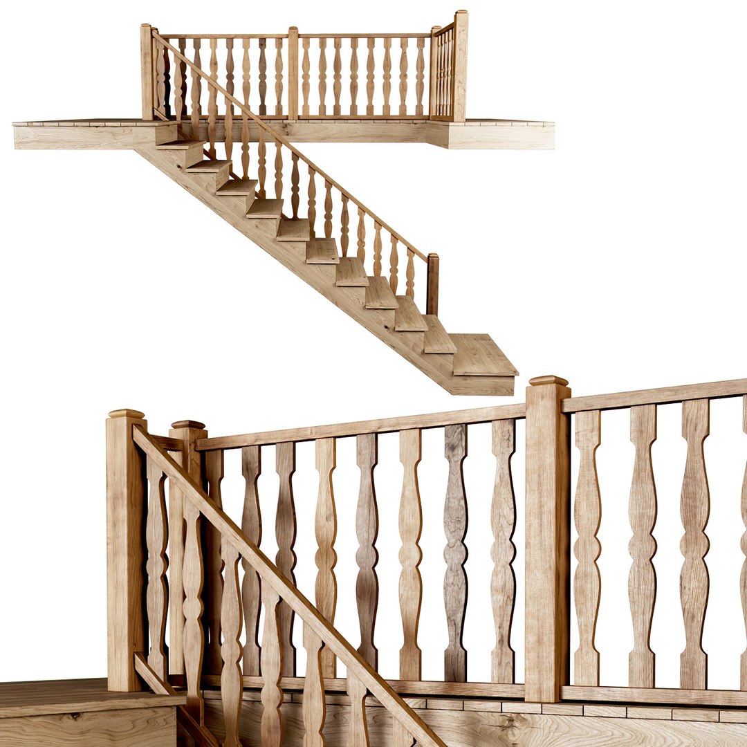 Stair Wooden 3D Model - TurboSquid 1684891