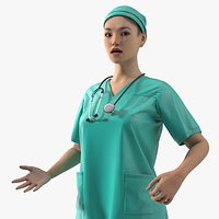 Hospital Nurse Medical Staff A Pose Stethoscope Fur Rigged