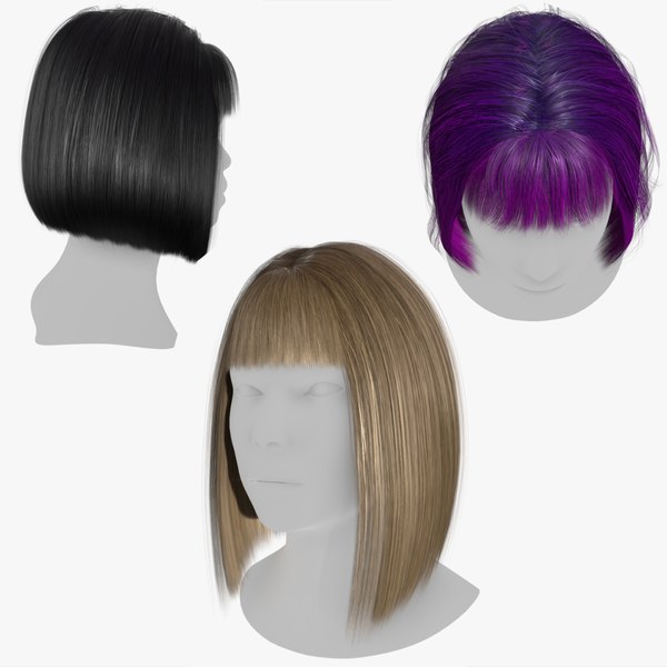3D Hair Constructor - Short Hairstyles with Bangs - TurboSquid 1806175