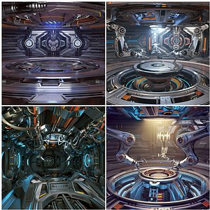 3D Sci-Fi Robot Factory 4 in 1 model