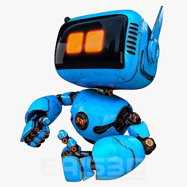 modelo 3d Lindo robot H-74 azul - TurboSquid 2294628