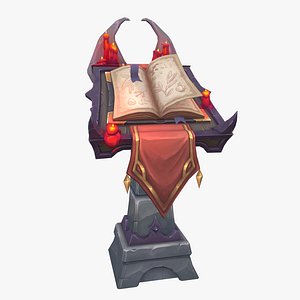 Stylized Altar and old Book Dark Gothic Vampire Bat shaped Ancient pedestal with Candles 3D model