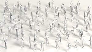 cartoon low poly poised crowd
