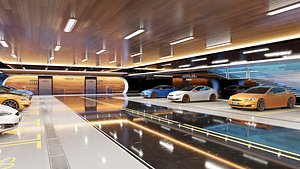 Modern Underground Luxury Car Park  Garage