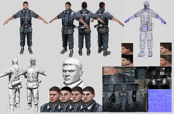 3d model polys rigged biped