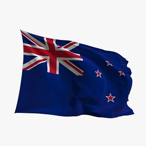 3D model Realistic Animated Flag - Microtexture Rigged - Put your own texture - Def New Zeland