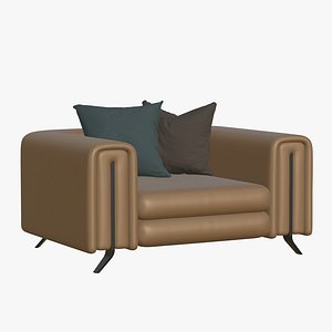 3D Realistic Leather Sofa Yellow model