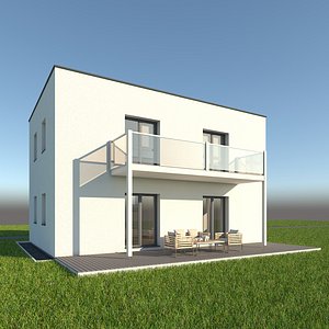 modern single family home 3d model
