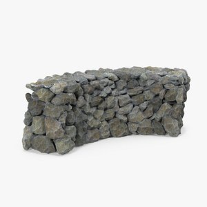 Rustic Bend Stone Wall 3D Model