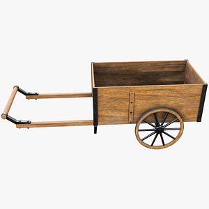 3D Wooden Cart Low-poly 3d model