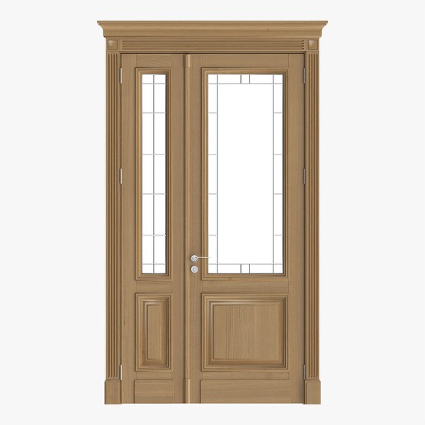 3D Classic door with glass double 02 model