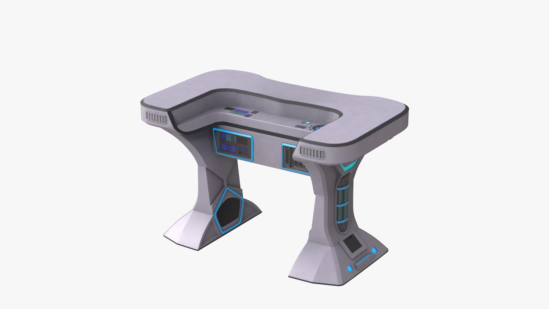 Futuristic Control Desk 3D model preview
