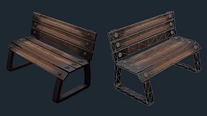 Game ready model of wooden bench