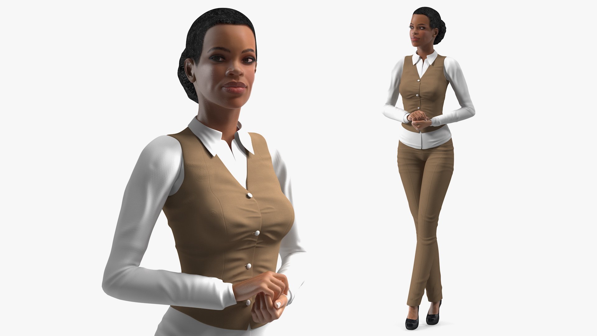 Light Skin Business Style Woman Standing Pose 3D model preview