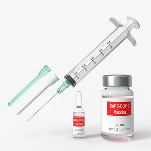 3D set vaccine pbr syringe model