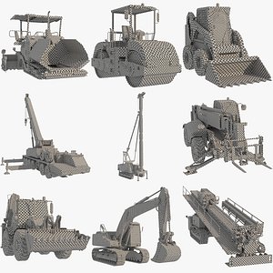 3D Heavy Construction Machinery 9 in 1 UVW Only