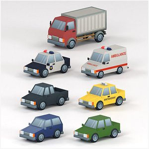 Cartoon Low Poly Car Pack 3D model