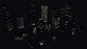 3D 20 RT Buildings Night model