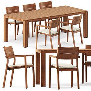 3D KOS armchair and Kos Teak Table model