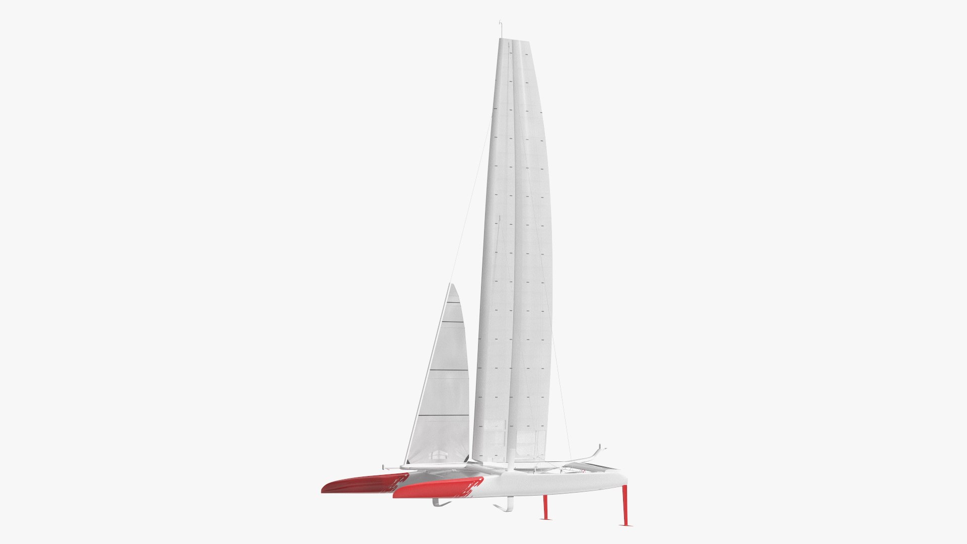 Racing Sail Boat White 3D model preview