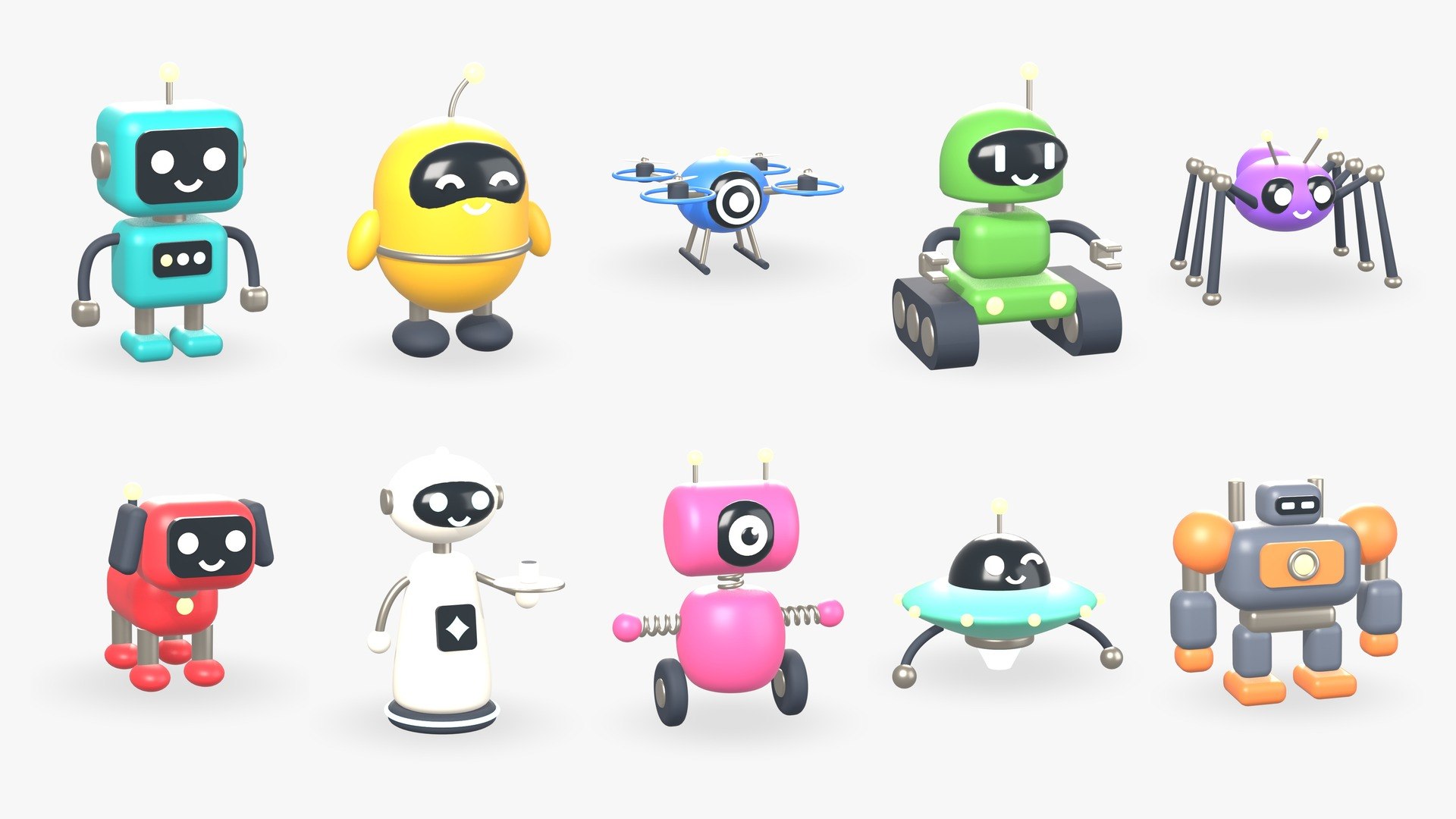3D model Cute Cartoon Robots Collection - 10 Models https://p.turbosquid.com/ts-thumb/tq/9Tmdh3/Sj/robot_bundle_product_01/jpg/1791128524/1920x1080/fit_q87/b8454037f31905e5df1a291aa996056d41d29396/robot_bundle_product_01.jpg