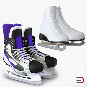 3d model ice skates hockey