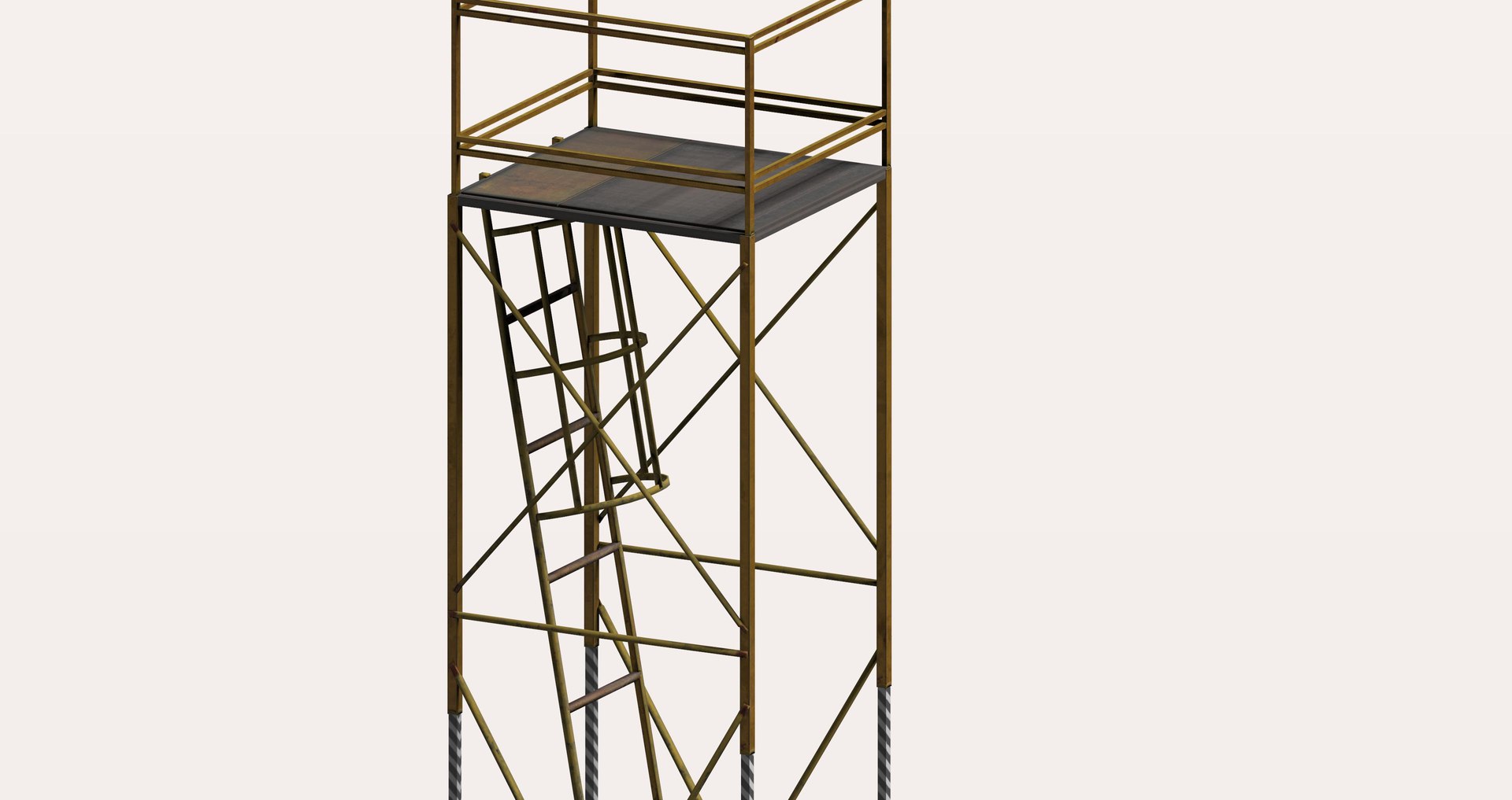 Yellow Metal Wheeled Platform Model - TurboSquid 2068326