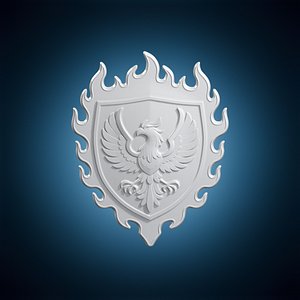 Phoenix Shield Lapel Pin 3D Print Model 3D